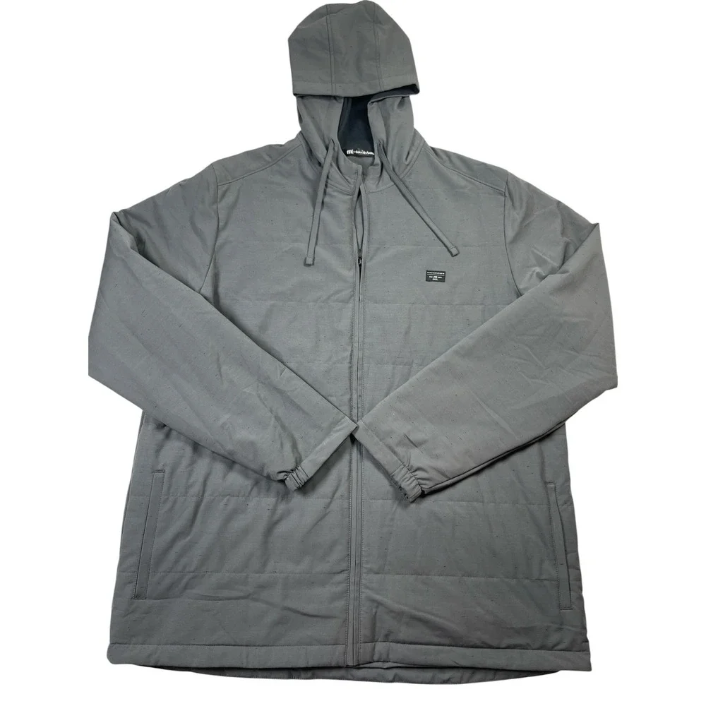 Travis Mathew Hooded Jacket Men 2XL Gray Stretch Drawstring Long Sleeve Full Zip